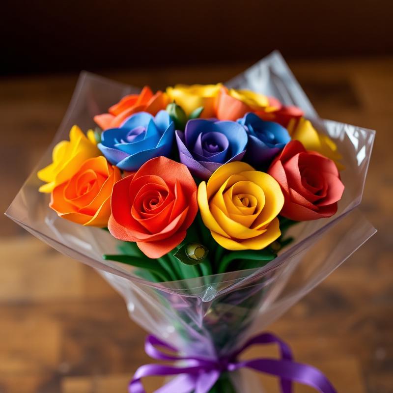 Celebration Rainbow wooden rose bouquet
